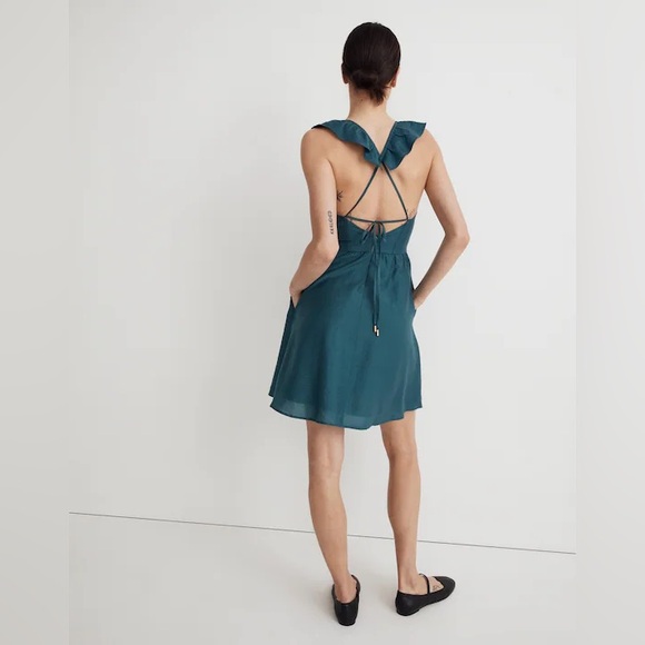 NWT Madewell Teal Ruffle Button-Front Mini Dress
- 6